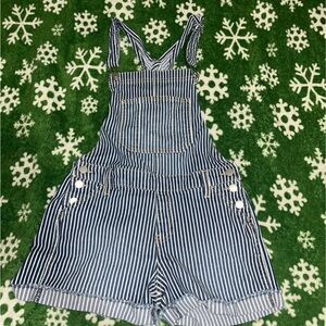 Striped Denim Overalls